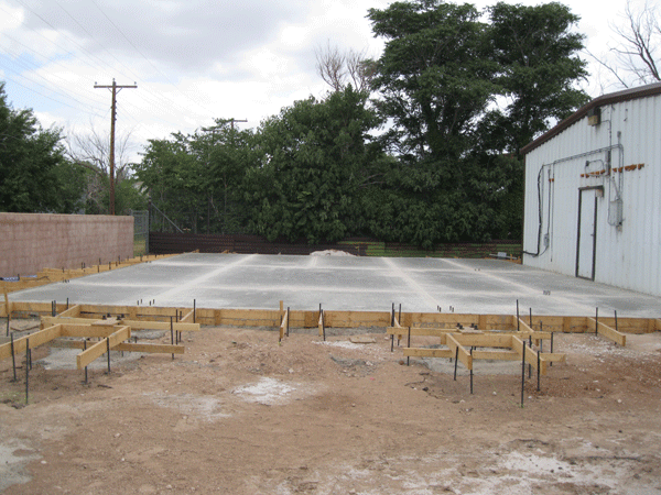 Newly poured concrete floor, August 21, 2016