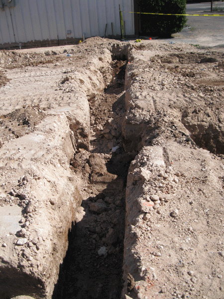 Trenches for building footings, July 23, 2016