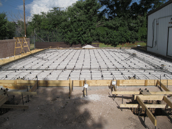 Final preparations for pouring concrete floor, August 18, 2016